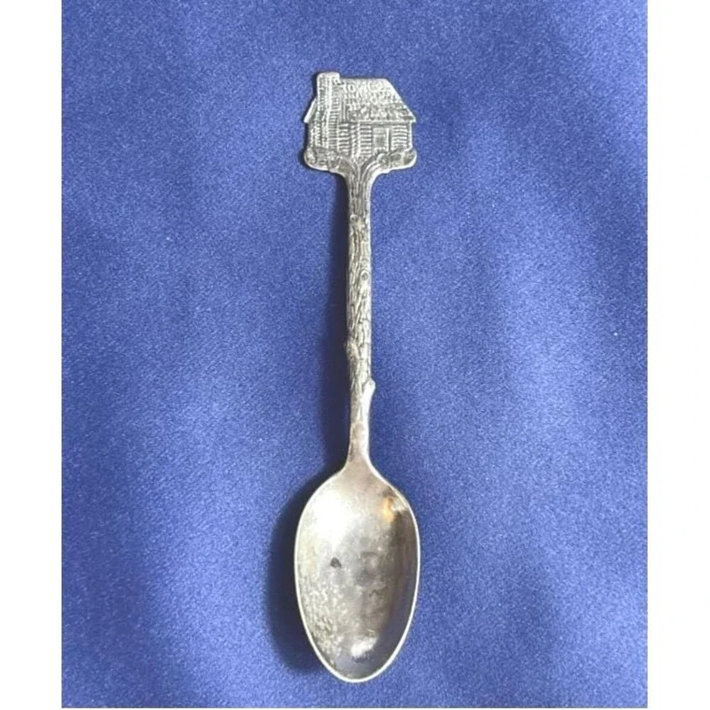 Vintage Towle Log Cabin Syrup Spoon Silverplate Souvenir 1900s 1920s Collectible